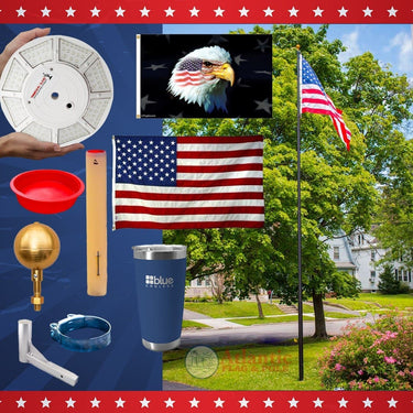 Atlantic Flagpole 15-foot black bronze flagpole with accessories for camping and outdoor use